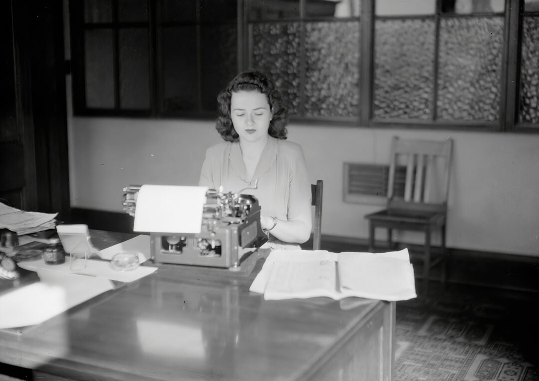 mystery writer at desk
