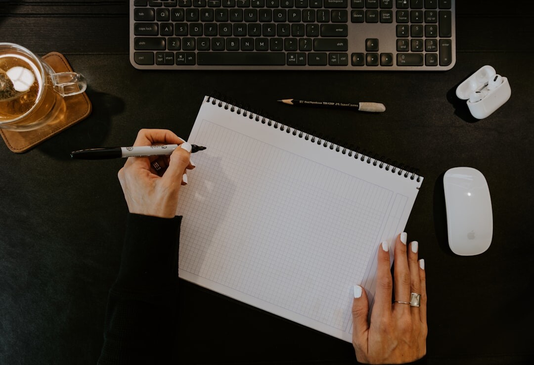 mystery writer at desk